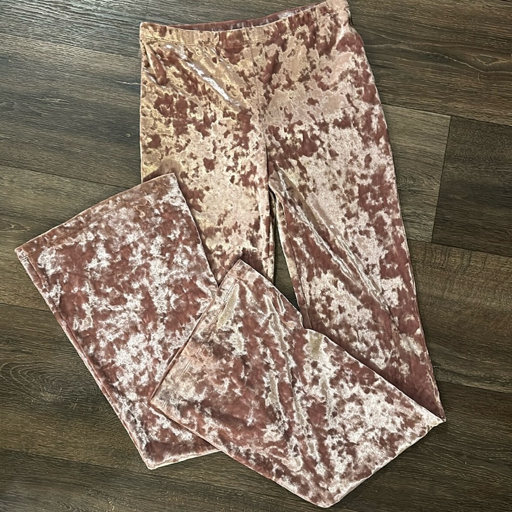 Crushed velvet bell bottoms